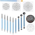 14 Mandala-punktschabloner Stencilverktyg Stenmålning Kit Punktschabloner Inkluderar Schabloner, Färgbricka, Ma  (FMY)