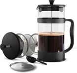 KICHLY French Press Cafetiere 4 cup Coffee Maker, Espresso 4 Cup, Black