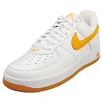 Nike Air Force 1 Low Retro Qs Mens White Gold Fashion Trainers - 13 UK