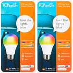 TCP Smart Wi-Fi LED Lightbulb Classic E27 Colour Tuneable White & Colour Changing Dimmable (Pack of 2)