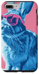 Coque pour iPhone 7 Plus/8 Plus Lapin bleu et rose style années 80