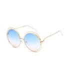 Sunglasse Vintage Round Oversized Big Frame Mirror Lens Women Sunglasses Metal Frame Lady Sun Glasses Cool Retro Eyewear Goldbluepink