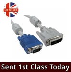 2m DVI to SVGA Cable Connect PC Laptop to Monitor VGA Lead Gold Pins Beige Blue