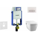 Kombifix - Bâti-support pour wc suspendu avec plaque de déclenchement Sigma 50, blanc alpin + Tece One – toilette japonaise et abattant, Rimless,