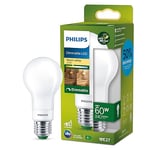 Philips Ultra Efficient - Ultra Energy Saving Lights, LED Light Source, 60W, E27, A60, Frosted Glass, Warm White Light, 2700 Kelvin, dimmable