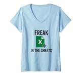 Womens Freak in the Excel Sheets Spreadsheets Funny Computer Joke V-Neck T-Shirt