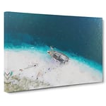 Stranded Ship On A Beach In Haiti Modern Art Canvas Wall Art Print Ready to Hang, Framed Picture for Living Room Bedroom Home Office Décor, 30x20 Inch (76x50 cm)