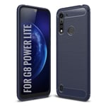 SCL Case Compatible with Moto G8 Power Lite Case Motorola G8 Power Lite Case, [Blue] Carbon Fibre Effect Gel Grip Protection Cover [Anti Scratch][Anti Collision] Compatible with Moto G8 Power Lite