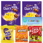 Cadburys Easter Egg Gift Set with 2 Small 71g Dairy Milk Chocolate Eggs, Small Mini Eggs & Small Smarties Mini Eggs & Kit Kat Bunnies and Easter Eggs Tips Sheet