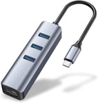 Adaptateur USB C Ethernet, HUB RJ45 Thunderbolt 3/Type-C Gigabit Ethernet LAN adaptateur, compatible avec MacBook Pro 40,6 cm 2019/2018/2017, MacBook Air