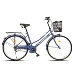 cuzona Bicycle Adult Women's Light City Commuter Lady Car Men's Ordinary Student Bike-Single speed_Matt blue_24 inches