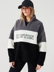 V by Very Boston Oversized Colour Block Borg Fleece Sweatshirt-mono, Print, Size 12, Women
