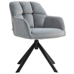 Fåtölj Swivel Lounge Stol med sammetslook Armstöd Swivel Stol med metallben för sovrum Vardagsrum Grå