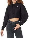 Champion Women's Reverse Weave Cropped Cut Off Hood Sweatshirt, Black-549302, Large
