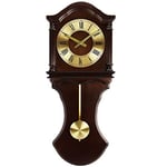 Bedford Clock Collection BED1712 Horloge Murale avec Pendule et Carillon Bois Chocolat