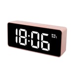 CHEREEKI Digital Alarm Clock, 4.6" LED Bedside Clock with Dual Alarm,12/24 Hours, Adjustable Brightness, Snooze Function for Bedroom, Office & Travel (Pink)