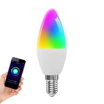 ZSGG WiFi Smart Bulb E14 LED Candle Light Bulb, 5W RGB + W + C Lighting Mode, APP Remote Control Voice Control Compatible with Alexa & Google Assistant