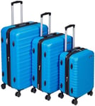 Amazon Basics Valise de voyage à roulettes pivotantes, Bleu clair, Lot de 3 valises (55 cm, 68 cm, 78 cm)