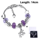Enhörning Glittrande Kristall Charm Armband Bangle med Presentförpackning Set för Flicka Dam