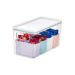 iDesign Boite de Rangement avec 4 Compartiments, Boite frigo de la Série Rosanna Pansino, Boite Plastique recyclé avec poignées et Couvercle, Multicolore et Blanc