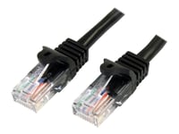 Startech.Com Cat5e Ethernet Patchkabel Med Hakfria Rj45-Kontakter - 0,5 M, Svart - Patch-Kabel - Rj-45 (Hane) Till Rj-45 (Hane) - 50 Cm - Utp - Cat 5E - Tvinnad, Hakfri - Svart