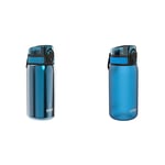 Ion8 Leak Proof Kids' Water Bottle, Stainless Steel, 400ml (13oz), Blue & Leak Proof Kids' Water Bottle, BPA, 400ml / 13oz, Blue
