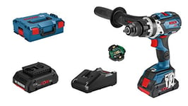 Bosch Professional 18V System Cordless Combi Drill GSB 18V-85 C (2x4.0 Ah ProCORE 18V Batteries, Charger GAL 18V-40, L-BOXX 136, Como)