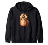 Marmot cartoon | rodent | ground squirrel Zip Hoodie
