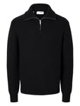 Selected Homme Slhland Ls Knit Half Zip Svart