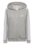Essentials 3-Stripes French Terry Regular Full-Zip Hoodie Sport Sweat-shirts & Hoodies Hoodies Grey Adidas Sportswear