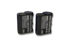 Lot de 2 batteries vhbw Li-Ion 2000mAh (7.0V) pour appareil photo Nikon 1 V1, Coolpix D7000, D800, D800E, Digital SLR D800 comme EN-EL15.