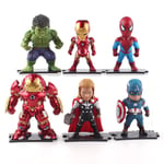 4" Marvel Avengers Thor Iron Man Hulk Model 6Pcs Action Figure Cartoon Toy Gift