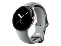 Google Pixel Watch - 41 Mm - Or Champagne Acier Inox - Montre Intelligente Avec Bracelet Active - Fluoroélastomère - Noisette - Taille Du Bracelet : L - 32 Go - Wi-Fi, Nfc, Bluetooth - 36 G
