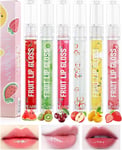 Moisturizing Lip Oil 6Pcs Transparent Lip Oil Set Plumping Lip Oil Watermelon Ki