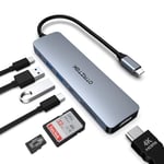 OTAITEK Hub USB C, Adaptateur USB-C 7 en 1 avec HDMI 4K @ 30 Hz, PD 100 W, 1 USB C, 2 lecteurs de Cartes SD/TF, Compatible avec MacBook, iPad, Surface Pro 8/7, Galaxy Tab et Plus Appareils de Type C
