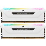 Corsair VENGEANCE RGB Pro SL 16GB DDR4 Desktop RAM Kit - White 2x 8GB - 3200MHz - 2x 288 DIMM - CL16 - Unbuffered - White Heat spreader - 1.35v - 16-20-20-38