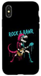 Coque pour iPhone X/XS Rock & Rawr T-Rex – Jeu de mots drôle Rock 'n Roll Dinosaure Rockstar