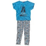 Cozy N Dozy Girls A Is For Awesome Pyjama Set Slouchy Tee And Leggings Blue Grey