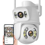 Caméra De Sécurité À Double Objectif 4K Caméra Wifi Ptz 8Mp Vision Nocturne Extérieure Détection Humaine À Double Écran Prot[u1439]