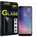 VCOMP® Lot 2 Films Vitre Verre Trempé de Protection d'écran pour Samsung Galaxy A6 (2018) 5.6"/ A6 2018 Dual SIM [Les Dimensions EXACTES du Telephone: 149.9 x 70.8 x 7.7 mm] - Transparent