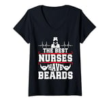 Womens The Best Nurses Have Beards Funny Nurse Day V-Neck T-Shirt