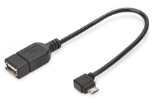 USB 2.0 adpter cable, OTG, type micro B - A M/F, 0.15m, USB 2.0 conform, right angle, bl