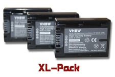 vhbw 3x Li-Ion batterie 600mAh (7.2V) pour appareil numérique camescope Sony FDR-AX100E, FDR-AX53, FDR-AXP33 remplace NP-FV30, NP-FV40.