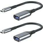 Adaptateur USB C vers USB A[Lot de 2] Câble OTG USB C Mâle vers USB A Femelle 3.0 Transmission de Données Rapide Compatible avec MacBook Pro 2018,