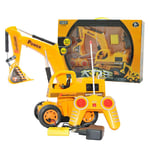 RC Excavator Toy 5 Channel Digger RC Construction Toys with Colorful Lights and Sounds Construction Car Truck Toy for Kids Boys Girls
