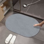 IC Halksäker badmatta för badrum, badmatta av kiselgur, superabsorberande tunn badrumsmatta för under dörrar, snabbtorkande (16x24, ljusgrå oval)