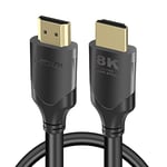 APOKIN Câble HDMI 8K 2 Mètre 48Gbps 7680P HDMI 2.1 Ultra Haute Vitesse pour Samsung QLED,Apple TV,Sony LG,Playstation,PS4,PS5,Nintendo Switch,Xbox One Series X,HDMI 2.0/4K 120Hz 144Hz m/MTS…