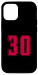 Coque pour iPhone 13 Rouge Numéro 30 Équipe Junior Sports Uniforme Numéroté