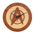 ZXR Vintage Wooden Silent Wall Clocks,Creative Bamboo Star Trek Wall Clock, Wall Hanging Home Decoration Star Badge Wall Clock (Color : A, Size : 30x30cm)