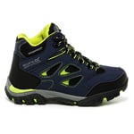 Regatta Kids Breathable Holcombe Waterproof Mid Walking Boots Navy Lime Punch, Size: UK12